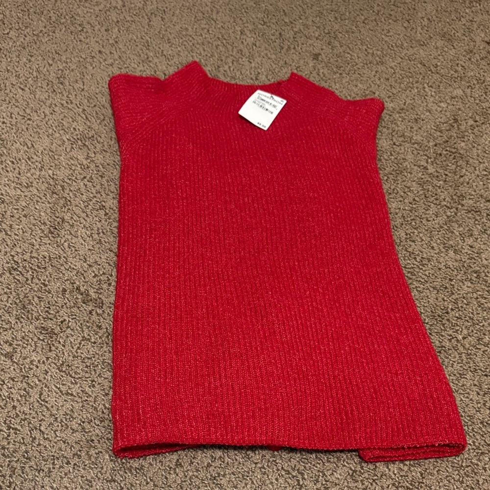 Halogen Red Ribbed Sleeveless Sweater